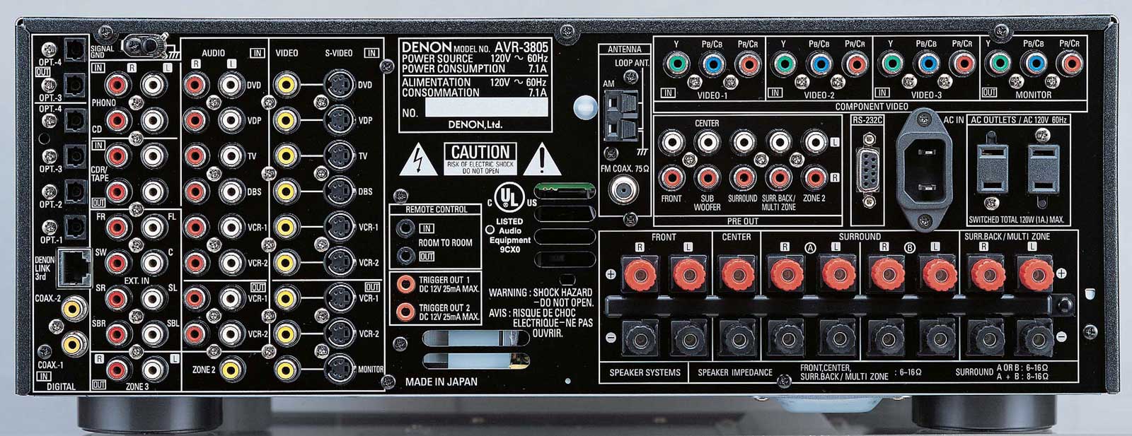 Denon AVR AVR-3805 7.1 Channel 160 Watt Receiver for sale online