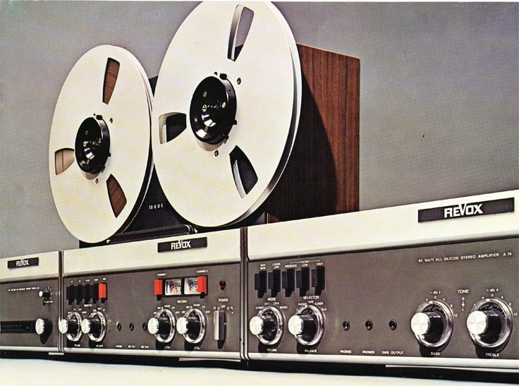 Practical 1970s Revox reel to reel tape recorder with large tape