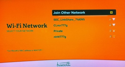 Biscotti wi-fi setup