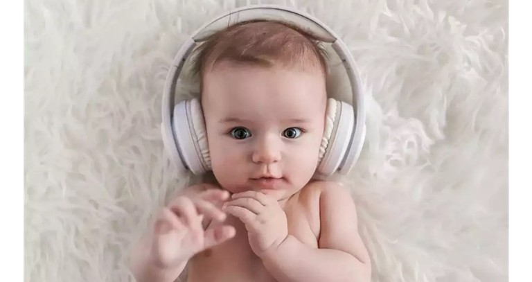 Baby w headphones