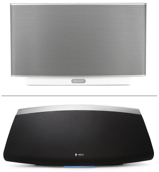 The Sonos Play 5 (top) and Denon HEOS 7 (bottom)